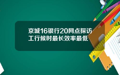 京城16银行20网点探访工行候时最长效率最低