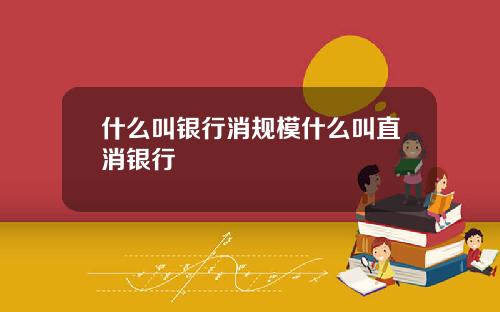 什么叫银行消规模什么叫直消银行