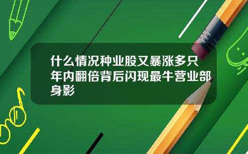 什么情况种业股又暴涨多只年内翻倍背后闪现最牛营业部身影