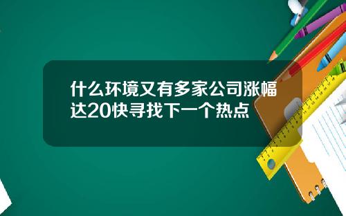 什么环境又有多家公司涨幅达20快寻找下一个热点
