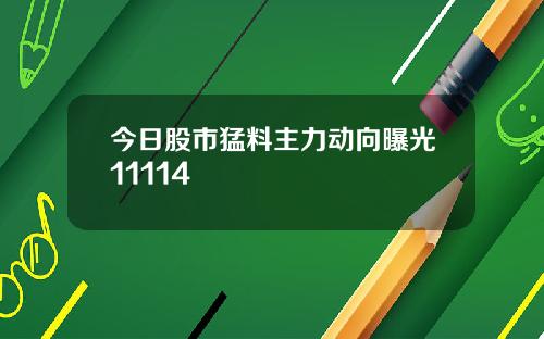 今日股市猛料主力动向曝光11114
