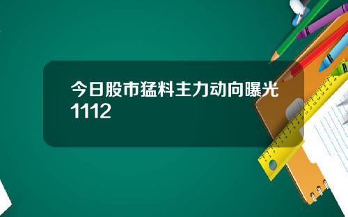 今日股市猛料主力动向曝光1112