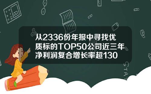 从2336份年报中寻找优质标的TOP50公司近三年净利润复合增长率超130