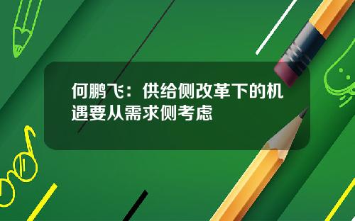 何鹏飞：供给侧改革下的机遇要从需求侧考虑