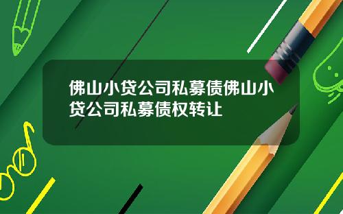 佛山小贷公司私募债佛山小贷公司私募债权转让
