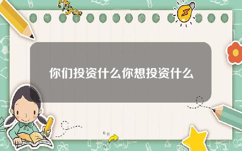 你们投资什么你想投资什么
