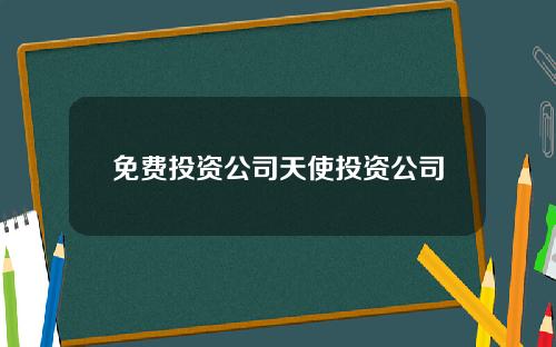免费投资公司天使投资公司