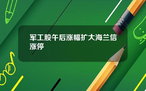 军工股午后涨幅扩大海兰信涨停