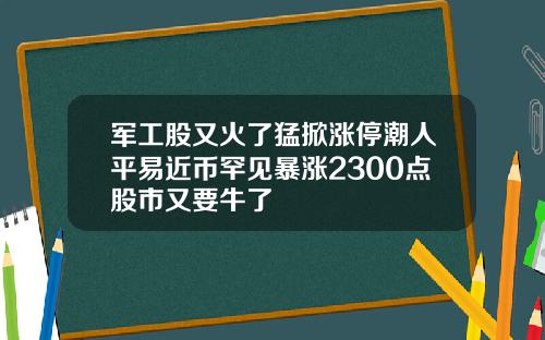 军工股又火了猛掀涨停潮人平易近币罕见暴涨2300点股市又要牛了