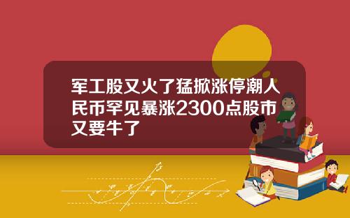 军工股又火了猛掀涨停潮人民币罕见暴涨2300点股市又要牛了