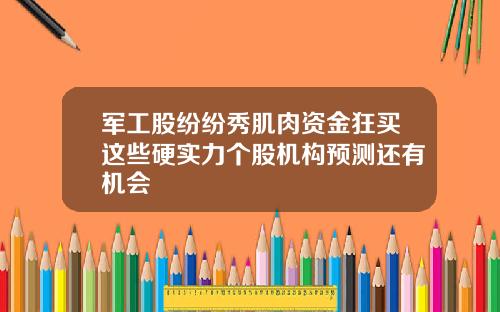 军工股纷纷秀肌肉资金狂买这些硬实力个股机构预测还有机会