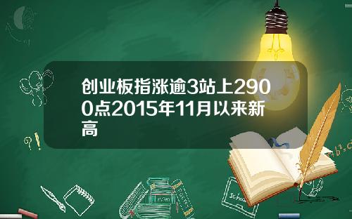 创业板指涨逾3站上2900点2015年11月以来新高