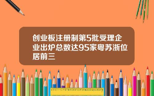 创业板注册制第5批受理企业出炉总数达95家粤苏浙位居前三