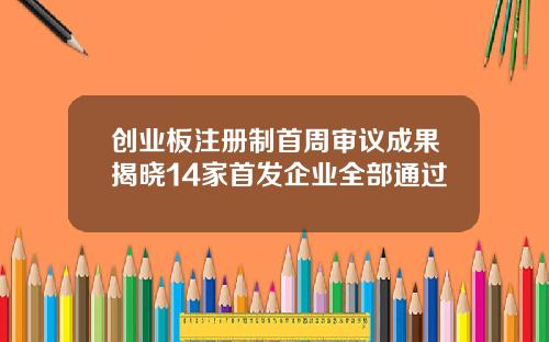 创业板注册制首周审议成果揭晓14家首发企业全部通过