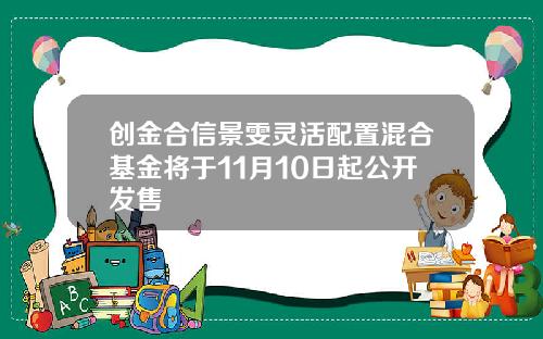 创金合信景雯灵活配置混合基金将于11月10日起公开发售