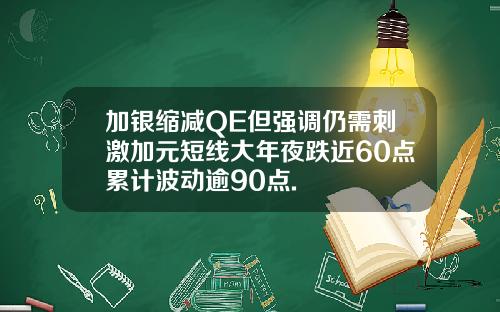 加银缩减QE但强调仍需刺激加元短线大年夜跌近60点累计波动逾90点.