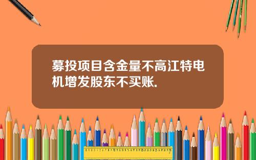 募投项目含金量不高江特电机增发股东不买账.