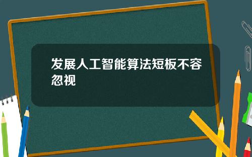 发展人工智能算法短板不容忽视