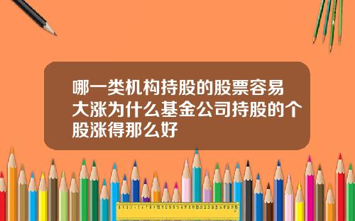 哪一类机构持股的股票容易大涨为什么基金公司持股的个股涨得那么好