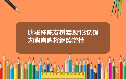 唐骏称陈发树套现13亿确为购青啤将继续增持
