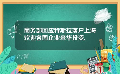 商务部回应特斯拉落户上海欢迎各国企业来华投资.
