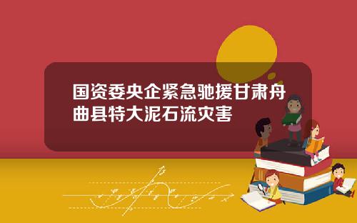 国资委央企紧急驰援甘肃舟曲县特大泥石流灾害