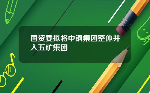 国资委拟将中钢集团整体并入五矿集团