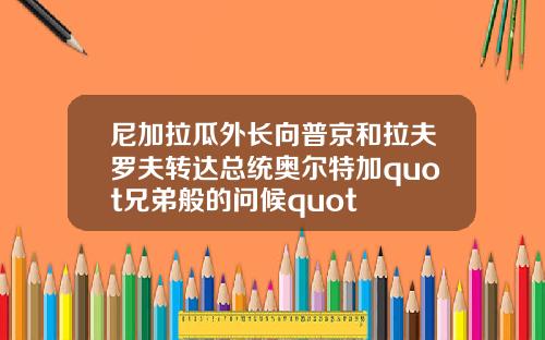 尼加拉瓜外长向普京和拉夫罗夫转达总统奥尔特加quot兄弟般的问候quot