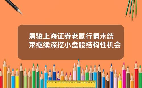 屠骏上海证券老鼠行情未结束继续深挖小盘股结构性机会