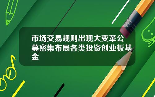市场交易规则出现大变革公募密集布局各类投资创业板基金