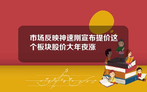 市场反映神速刚宣布提价这个板块股价大年夜涨