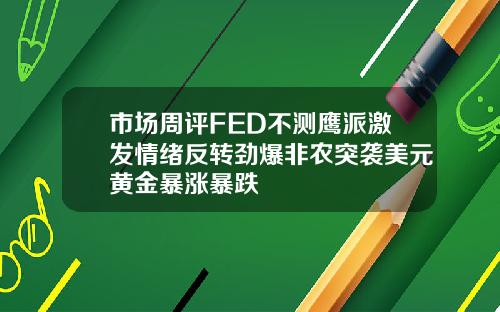 市场周评FED不测鹰派激发情绪反转劲爆非农突袭美元黄金暴涨暴跌