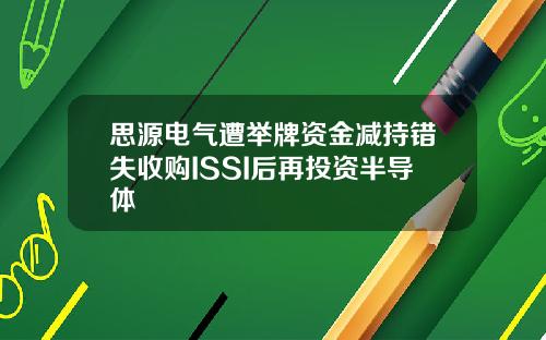思源电气遭举牌资金减持错失收购ISSI后再投资半导体