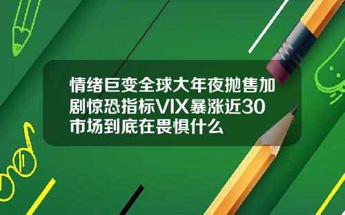 情绪巨变全球大年夜抛售加剧惊恐指标VIX暴涨近30市场到底在畏惧什么