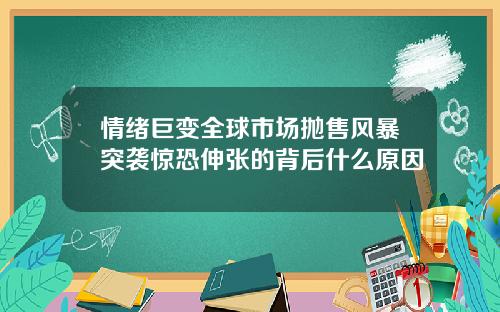 情绪巨变全球市场抛售风暴突袭惊恐伸张的背后什么原因