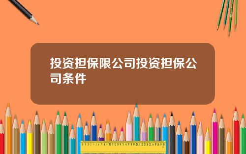 投资担保限公司投资担保公司条件