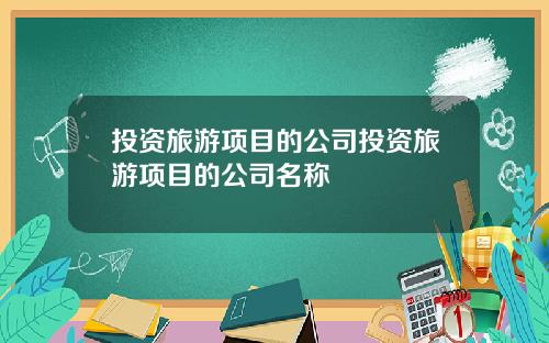 投资旅游项目的公司投资旅游项目的公司名称