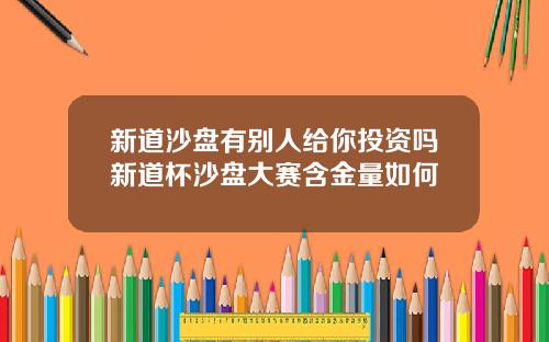 新道沙盘有别人给你投资吗新道杯沙盘大赛含金量如何