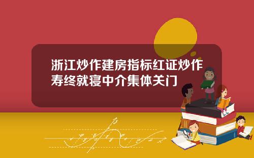 浙江炒作建房指标红证炒作寿终就寝中介集体关门
