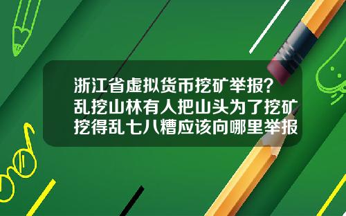 浙江省虚拟货币挖矿举报?乱挖山林有人把山头为了挖矿挖得乱七八糟应该向哪里举报