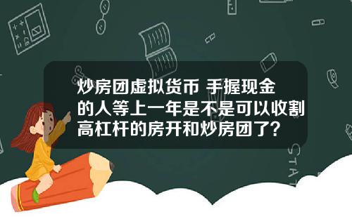 炒房团虚拟货币 手握现金的人等上一年是不是可以收割高杠杆的房开和炒房团了?