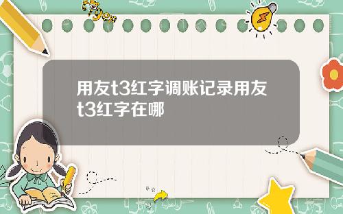 用友t3红字调账记录用友t3红字在哪