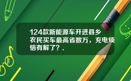 124款新能源车开进县乡农民买车最高省数万，充电烦恼有解了？.