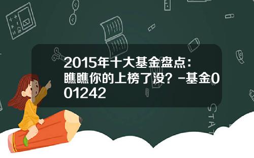 2015年十大基金盘点：瞧瞧你的上榜了没？-基金001242