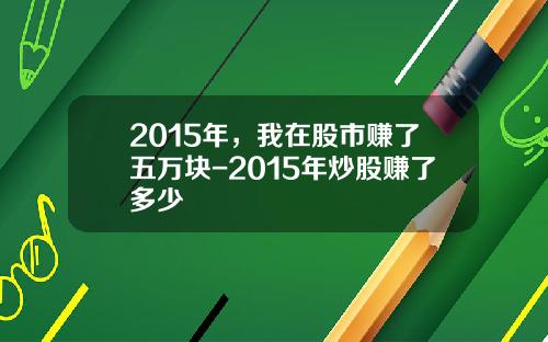 2015年，我在股市赚了五万块-2015年炒股赚了多少