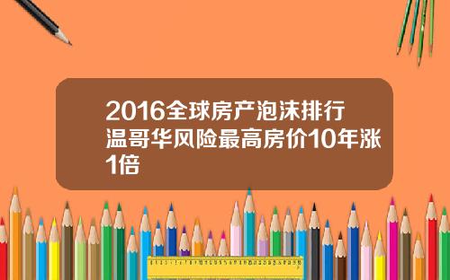 2016全球房产泡沫排行温哥华风险最高房价10年涨1倍