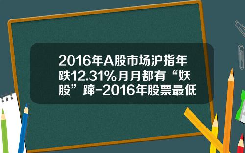 2016年A股市场沪指年跌12.31%月月都有“妖股”蹿-2016年股票最低点是多少