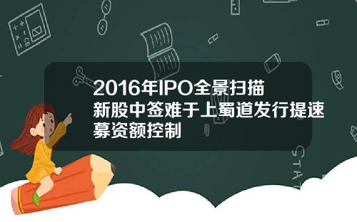 2016年IPO全景扫描新股中签难于上蜀道发行提速募资额控制