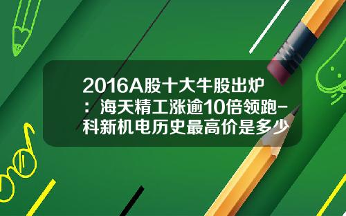 2016A股十大牛股出炉：海天精工涨逾10倍领跑-科新机电历史最高价是多少