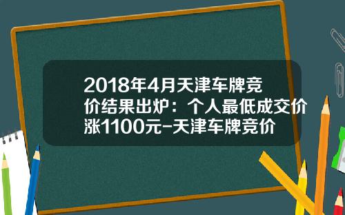 2018年4月天津车牌竞价结果出炉:个人最低成交价涨1100元-天津车牌竞价三月份多少钱